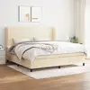 Image de Sommier À Lattes De Lit Avec Matelas Crème 200x200 Cm Tissu Vidaxl