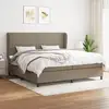 Image de Sommier À Lattes De Lit Avec Matelas Taupe 200x200 Cm Tissu Vidaxl