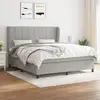 Image de Sommier À Lattes De Lit Avec Matelas Gris Clair 160x200cm Tissu Vidaxl