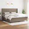 Image de Sommier À Lattes De Lit Avec Matelas Taupe 200x200 Cm Tissu Vidaxl