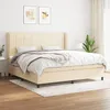 Image de Sommier À Lattes De Lit Avec Matelas Crème 200x200 Cm Tissu Vidaxl