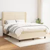 Image de Sommier À Lattes De Lit Avec Matelas Crème 140x190 Cm Tissu Vidaxl