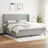 Image de Sommier À Lattes De Lit Avec Matelas Gris Clair 200x200cm Tissu Vidaxl