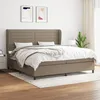 Image de Sommier À Lattes De Lit Avec Matelas Taupe 200x200 Cm Tissu Vidaxl