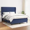 Image de Sommier À Lattes De Lit Avec Matelas Bleu 140x200 Cm Tissu Vidaxl