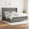 Image de Sommier À Lattes De Lit Avec Matelas Gris Foncé 160x200cm Tissu Vidaxl