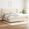 Image de Sommier À Lattes De Lit Avec Matelas Crème 200x200 Cm Tissu Vidaxl