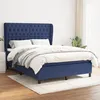 Image de Sommier À Lattes De Lit Avec Matelas Bleu 140x200 Cm Tissu Vidaxl