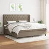 Image de Sommier À Lattes De Lit Avec Matelas Taupe 200x200 Cm Tissu Vidaxl