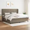Image de Sommier À Lattes De Lit Avec Matelas Taupe 200x200 Cm Tissu Vidaxl
