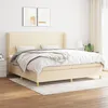 Image de Sommier À Lattes De Lit Avec Matelas Crème 200x200 Cm Tissu Vidaxl