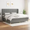 Image de Sommier À Lattes De Lit Avec Matelas Gris Foncé 200x200cm Tissu Vidaxl