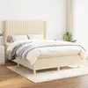 Image de Sommier À Lattes De Lit Avec Matelas Crème 140x200 Cm Tissu Vidaxl