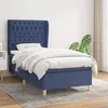 Image de Sommier À Lattes De Lit Avec Matelas Bleu 100x200 Cm Tissu Vidaxl