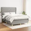 Image de Sommier À Lattes De Lit Avec Matelas Gris Clair 140x190cm Tissu Vidaxl
