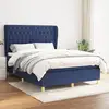 Image de Sommier À Lattes De Lit Avec Matelas Bleu 140x190 Cm Tissu Vidaxl
