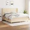 Image de Sommier À Lattes De Lit Avec Matelas Crème 160x200 Cm Tissu Vidaxl