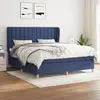 Image de Sommier À Lattes De Lit Avec Matelas Bleu 160x200 Cm Tissu Vidaxl