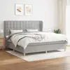 Image de Sommier À Lattes De Lit Avec Matelas Gris Clair 200x200cm Tissu Vidaxl