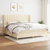 Image de Sommier À Lattes De Lit Avec Matelas Crème 200x200 Cm Tissu Vidaxl