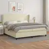 Image de Sommier À Lattes De Lit Avec Matelas Crème 200x200cm Similicuir Vidaxl