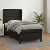 Image de Sommier    Lattes De Lit Avec Matelas Noir 100x200 Cm Similicuir Vidaxl