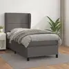 Image de Sommier À Lattes De Lit Avec Matelas Gris 100x200 Cm Similicuir Vidaxl