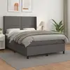 Image de Sommier À Lattes De Lit Avec Matelas Gris 140x190 Cm Similicuir Vidaxl