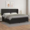 Image de Sommier À Lattes De Lit Avec Matelas Noir 200x200 Cm Similicuir Vidaxl