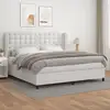 Image de Sommier À Lattes De Lit Avec Matelas Blanc 200x200cm Similicuir Vidaxl