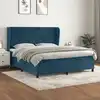 Image de Sommier À Lattes De Lit Et Matelas Bleu Foncé 160x200cm Velours Vidaxl