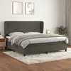 Image de Sommier À Lattes De Lit Et Matelas Gris Foncé 200x200cm Velours Vidaxl