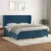 Image de Sommier À Lattes De Lit Et Matelas Bleu Foncé 200x200cm Velours Vidaxl