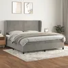 Image de Sommier À Lattes De Lit Et Matelas Gris Clair 200x200cm Velours Vidaxl