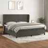 Image de Sommier À Lattes De Lit Et Matelas Gris Foncé 200x200cm Velours Vidaxl