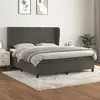 Image de Sommier À Lattes De Lit Et Matelas Gris Foncé 180x200cm Velours Vidaxl