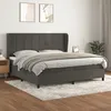 Image de Sommier À Lattes De Lit Et Matelas Gris Foncé 200x200cm Velours Vidaxl