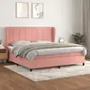 Image de Sommier À Lattes De Lit Avec Matelas Rose 200x200 Cm Velours Vidaxl