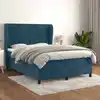 Image de Sommier À Lattes De Lit Et Matelas Bleu Foncé 140x190cm Velours Vidaxl