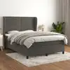 Image de Sommier À Lattes De Lit Et Matelas Gris Foncé 140x200cm Velours Vidaxl
