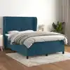 Image de Sommier À Lattes De Lit Et Matelas Bleu Foncé 140x200cm Velours Vidaxl