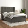 Image de Sommier À Lattes De Lit Et Matelas Gris Foncé 140x200cm Velours Vidaxl