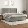 Image de Sommier À Lattes De Lit Et Matelas Gris Clair 200x200cm Velours Vidaxl