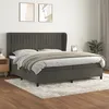 Image de Sommier À Lattes De Lit Et Matelas Gris Foncé 200x200cm Velours Vidaxl