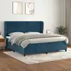 Image de Sommier À Lattes De Lit Et Matelas Bleu Foncé 200x200cm Velours Vidaxl