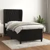 Image de Sommier À Lattes De Lit Avec Matelas Noir 100x200 Cm Velours Vidaxl