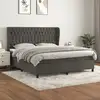Image de Sommier À Lattes De Lit Et Matelas Gris Foncé 180x200cm Velours Vidaxl