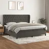 Image de Sommier À Lattes De Lit Et Matelas Gris Foncé 200x200cm Velours Vidaxl