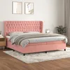 Image de Sommier À Lattes De Lit Avec Matelas Rose 200x200 Cm Velours Vidaxl