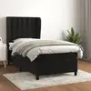Image de Sommier À Lattes De Lit Avec Matelas Noir 90x190 Cm Velours Vidaxl